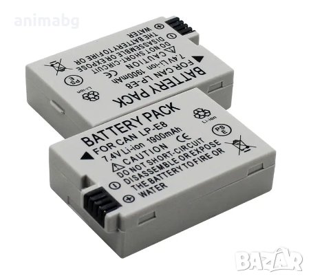 ANIMABG Батерия модел LP-E8 за цифрови фотоапарати на Canon с капацитет 1900mAh 7.4V модели EOS 550D, снимка 3 - Батерии, зарядни - 44061810