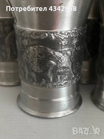 5  немски винтидж чаши от калай.1960-1970г., снимка 2 - Антикварни и старинни предмети - 52329194