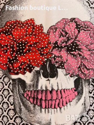 Нова бяла тениска с череп 95% памук М размер ❤️  , снимка 5 - Тениски - 47737657