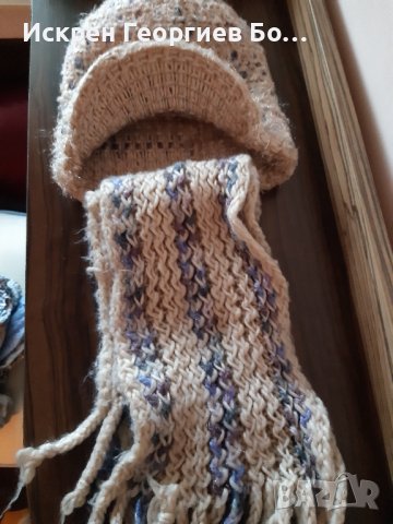 Зимен шал и шапка., снимка 2 - Шалове - 43187368