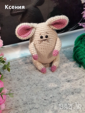 Мишка малка, Плетена играчка, Ръчно изработена, Перфектен подарък, снимка 3 - Плюшени играчки - 51975235