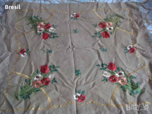 покривки за маса на една кука Бродирана покривка с цветя Тишлайфери Карета, снимка 4 - Покривки за маси - 36438328