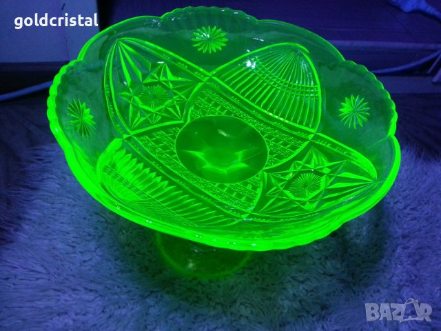 Кристална купа фруктиера ураново стъкло, снимка 2 - Антикварни и старинни предмети - 38504665