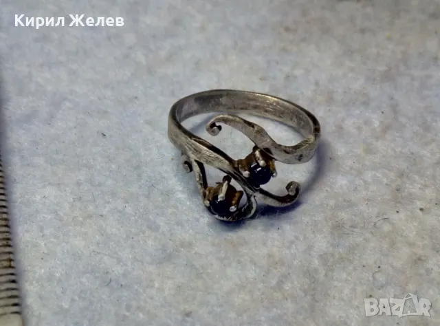 СТАРИНЕН СКЪПОЦЕНЕН СРЕБЪРЕН ПРЪСТЕН СРЕБРО ВИСОКА ПРОБА с ЧЕРЕН ОНИКС РЯДКА АРТ ИЗРАБОТКА 47961, снимка 3 - Антикварни и старинни предмети - 49757575