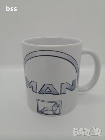 Бяла порцеланова чаша с логото на камиони МАН / MAN