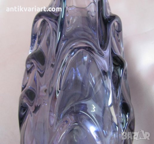 Стара Мурано Кристално Стъкло масивна виолетова Ваза, снимка 5 - Антикварни и старинни предмети - 27621105