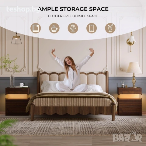 Нощно шкафче с LED oсветление с 3 чекмеджета и безшумно затваряне лукс колекция, снимка 8 - Шкафове - 53477005