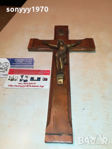 кръст с христос-дърво/мед/месинг-внос франция 2907212043, снимка 3 - Антикварни и старинни предмети - 33665308