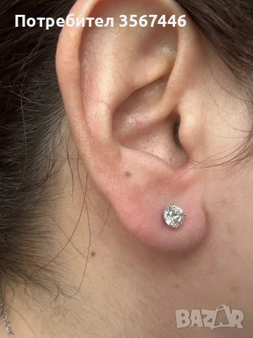 1.25 карата Диамантени обеци в 14  карата бяло злато, снимка 5 - Обеци - 51278788