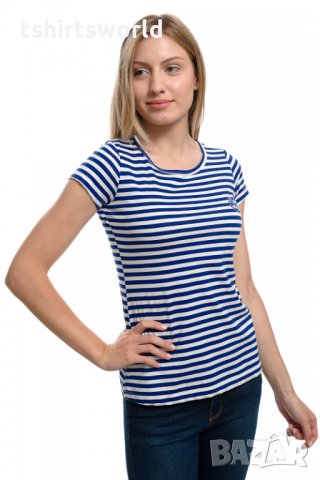 Нова дамска класическа моряшка тениска с трансферен печат Котва, снимка 6 - Тениски - 27952487