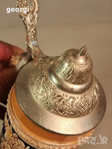 немска колекционерска халба с калаен капак 25/4, снимка 5 - Колекции - 50235458