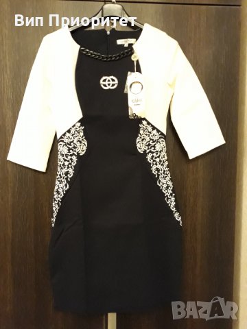 Маркова рокля POP ELITE , Италия , чисто нова с етикета, №38 , с орнаменти , камъни , апликации , снимка 2 - Рокли - 37415500