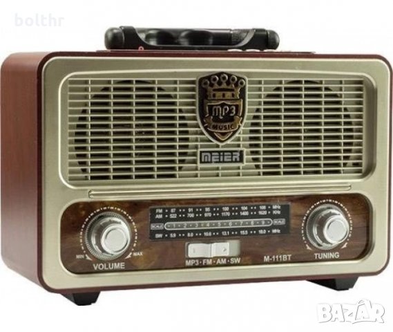 Ретро радио MEIER M-111BT, Bluetooth, USB, SD, FM