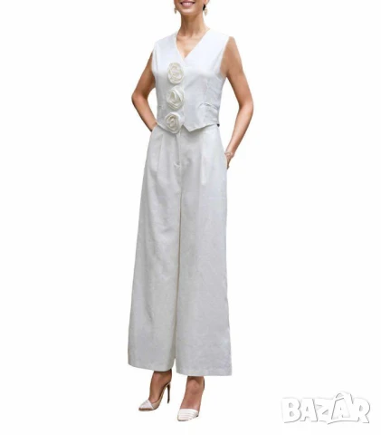 Комплект две части - елек и панталон 3Д декорация с рози , снимка 5 - Комплекти - 50922568