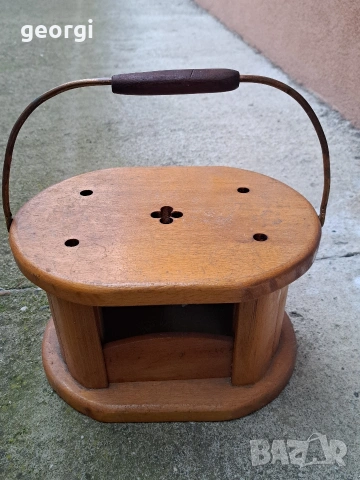 ретро холандска дървена печка, отоплител за крака, антика