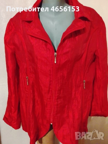 ДАМСКА ЧЕРВЕНА БЛУЗА /САКО - Размер XXL, снимка 2 - Блузи с дълъг ръкав и пуловери - 53448701