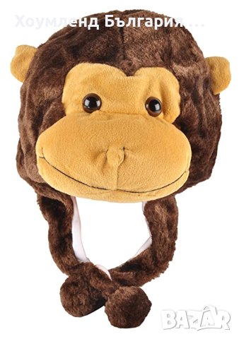 Плюшена шапка маймунка, снимка 1 - Шапки, шалове и ръкавици - 43312282