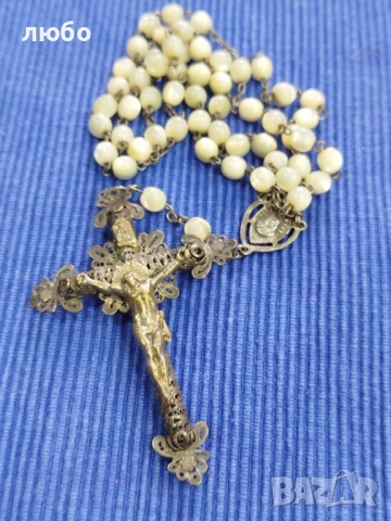 КРЪСТ ФИЛИГРАН СЪС СЕДЕФ КАТОЛИШКИ 18-19 ВЕК, снимка 11 - Други ценни предмети - 52186332