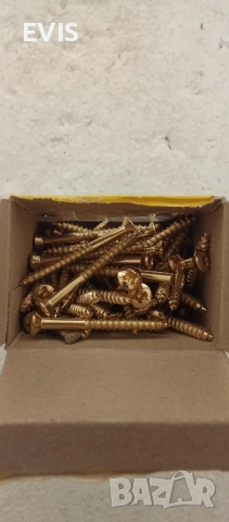 Винтове за дърво с месингово покритие 4х40mm, снимка 2 - Железария - 51510192
