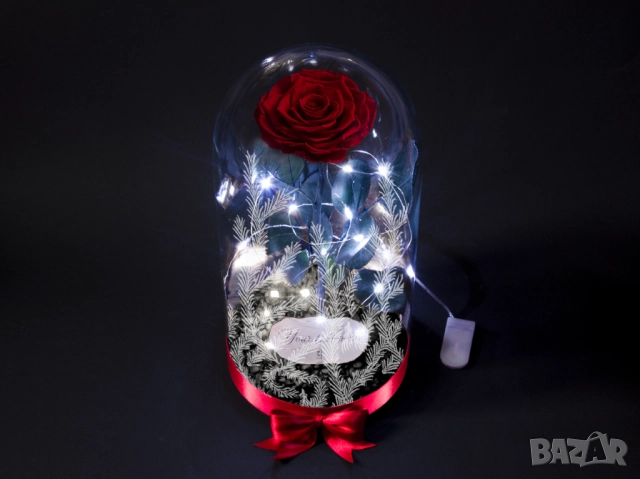 Естествена Вечна Роза в Голяма Стъкленица - Оригинален и Персонализиран Коледен Подарък за Жена, снимка 7 - Коледни подаръци - 52529250