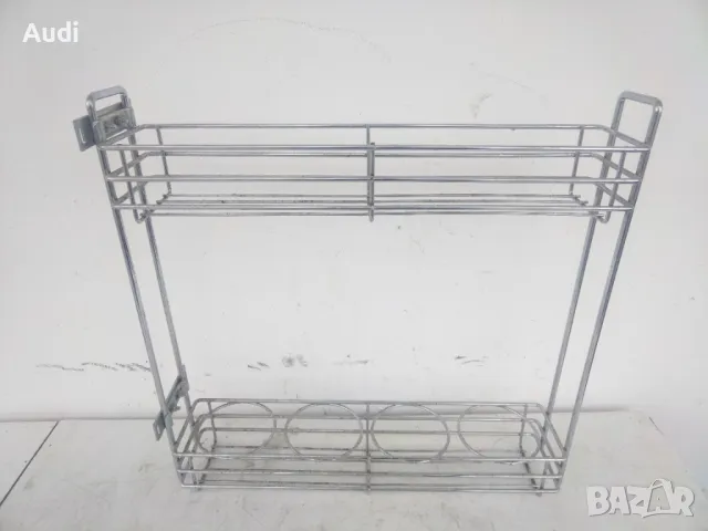 Механизъм стойка за вино ,вода, препарати, за шкаф за кухня с изтегляне. Изработен от неръждаем мета