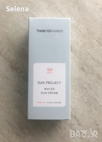 Нова слънцезащита THANK YOU FARMER Sun Project Water Sun Cream SPF 50+, снимка 2 - Козметика за лице - 48730068