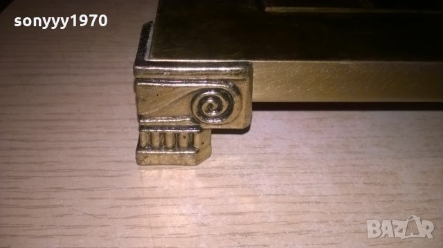 антика-маса за шах-с обков мед/месинг-37х37см-внос англия, снимка 7 - Колекции - 26346861