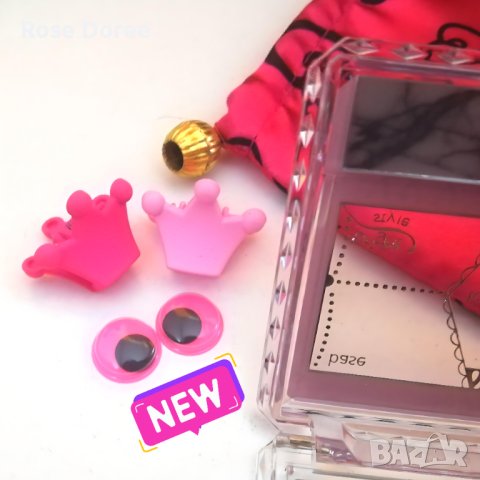 Комплект гримове в 6 части - сенки, гланц, лак и 2 шнолички Розова Корона подарък козметика сет, снимка 6 - Комплекти и лотове - 43763872