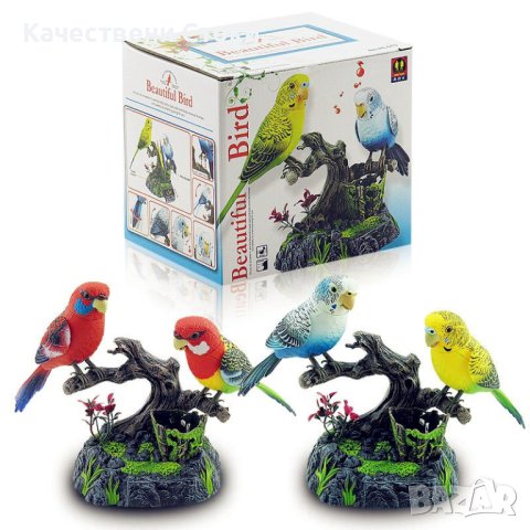 🐦 Пластмасова играчка музикални папагали кацнали на дръвче