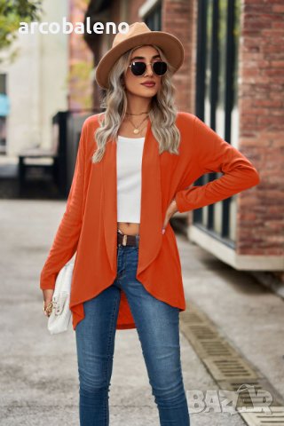 Дамска едноцветна широка жилетка с дълъг ръкав, 6цвята, снимка 17 - Жилетки - 44089598