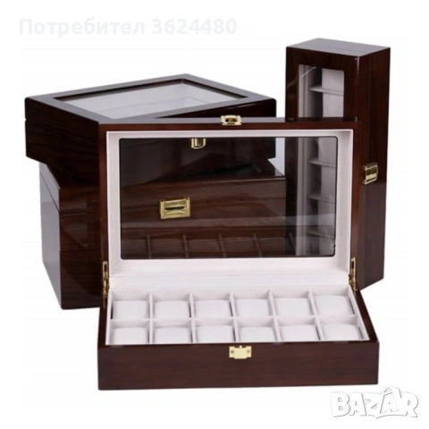 Голяма дървена кутия органайзер за часовници 4862