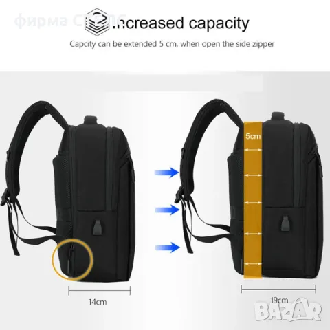 Раница за пътуване STELS, Ръчен багаж, 30x14x45см, Tъмносив, снимка 6 - Раници - 47373122