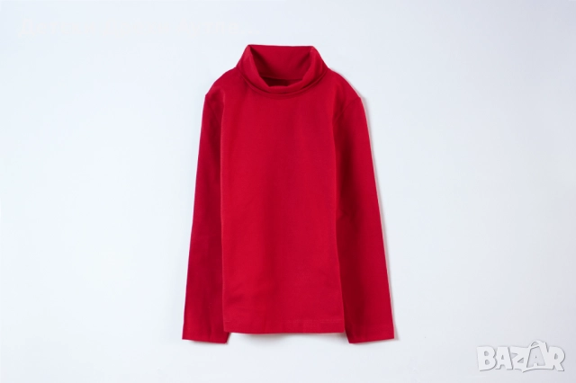 Червено поло с дълъг ръкав за момичета – размери 104-128