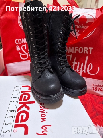 Дамски боти естествена кожа Rieker , снимка 7 - Дамски боти - 52595338