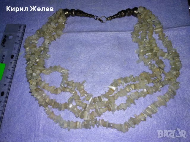 РАЗКОШНА ПОСРЕБРЕНА ЕТНОГРАФСКИ СТИЛ СКЪПОЦЕННА ОГЪРЛИЦА НАТУРАЛЕН МЛЕЧЕН КВАРЦ КРИСТАЛ 34659, снимка 2 - Колиета, медальони, синджири - 39201303