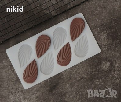 8 големи капковидни релефни листа силиконов молд форма за шоколад фондан декор торта украса