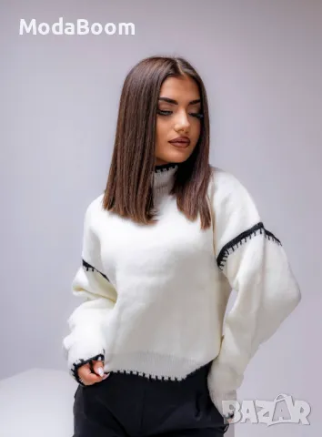 Бял дамски пуловер , снимка 3 - Блузи с дълъг ръкав и пуловери - 48067171