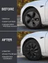 18" Тасове за Tesla model 3, ABS черен мат с капачки в 3 цвята, снимка 2