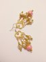 Прекрасни Барокови обеци с розови и бели перли и изящни орнаменти в цвят Злато, снимка 2