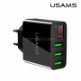 USAMS зарядно с 3 USB порта и LED екран, снимка 1 - Оригинални зарядни - 27398016