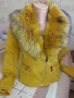 Уникално дамско яке цвят горчица със сваляща се яка размер S, снимка 6
