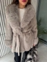 Сиво палто от еко косъм , снимка 1