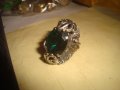 СТАР СКЪПОЦЕНЕН РЕТРО МЕДЕН ПОСРЕБРЕН ПРЪСТЕН с ОГРОМЕН ЮВЕЛИРНО ФАСЕТИРАН НАТУРАЛЕН ПЕРИДОТ 74201, снимка 9