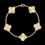 Van Cleef & Arpels VCA Gold Clear and Diamond 5 Motifs Vintage Alhambra Дамска Гривна, снимка 3
