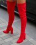 Ботуши на ток - червен велур - O250, снимка 2