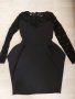 Стилна дамска черна рокля с дантелен гръб и дантелени ръкави