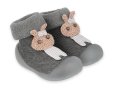 Бебешки боси обувки Befado, Сиви с зайче, снимка 1 - Бебешки боти и ботуши - 43534612