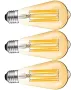 Нови 3 броя Енергоспестяващи LED ST64 крушки E27, топла светлина 2700K, снимка 1