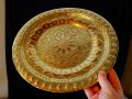 Персийски бронзов поднос,плато,синия,маркиран, снимка 4
