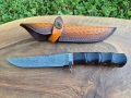 Японски ловен нож DAMASKUS AB,дамаска стомана VG10,кожена кания,LN418, снимка 2